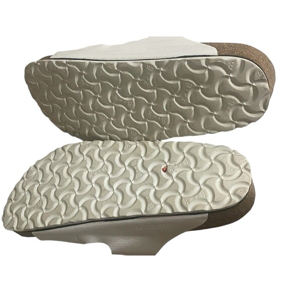 Birkenstock Sandals Womens 38 Arizona Buckle Straps Flats White Leather Slip On - Picture 9 of 14